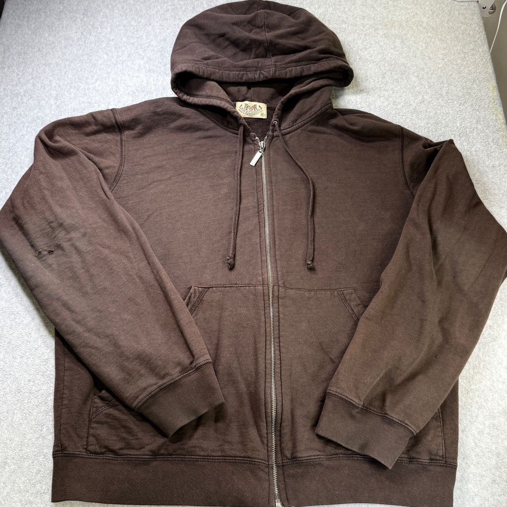 Vintage Juicy Couture Brown Zip Hoodie Women's XL USA Made Y2K Sweatshirt